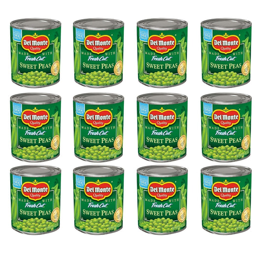 Del Monte Fresh Cut Sweet Peas Canned Vegetables, 12 Pack, 15 oz Cans